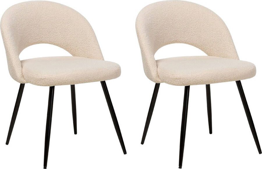 Beliani Set van 2 eetkamerstoelen ONAGA Bouclé Beige - Foto 4