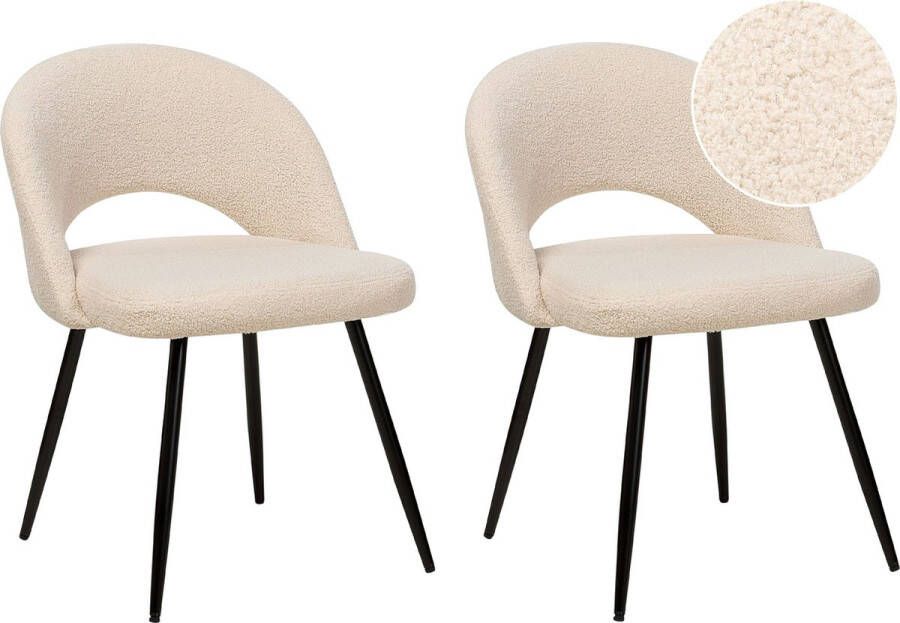 Beliani Set van 2 eetkamerstoelen ONAGA Bouclé Beige - Foto 3