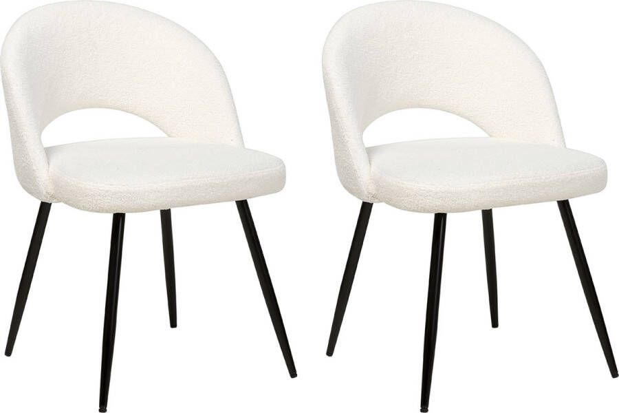 Beliani ONAGA Eetkamerstoel set van 2 Crème Bouclé - Foto 3