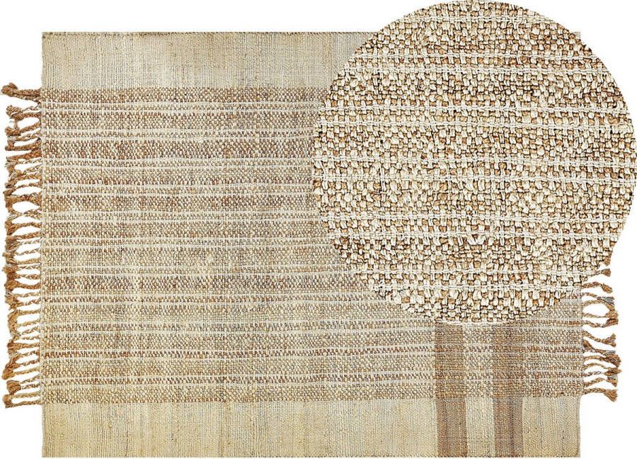 Beliani ORTAOBA Modern vloerkleed Lichtbeige 140 x 200 cm Jute