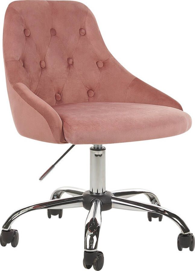 Beliani PARRISH Office Chair Roze Fluweel - Foto 2