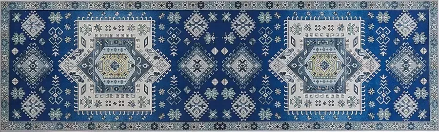 Beliani PARVAKADLI Laagpolig vloerkleed Blauw 60 x 200 cm Polyester - Foto 2