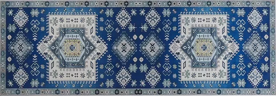 Beliani PARVAKADLI Laagpolig vloerkleed Blauw 70 x 200 cm Polyester - Foto 2