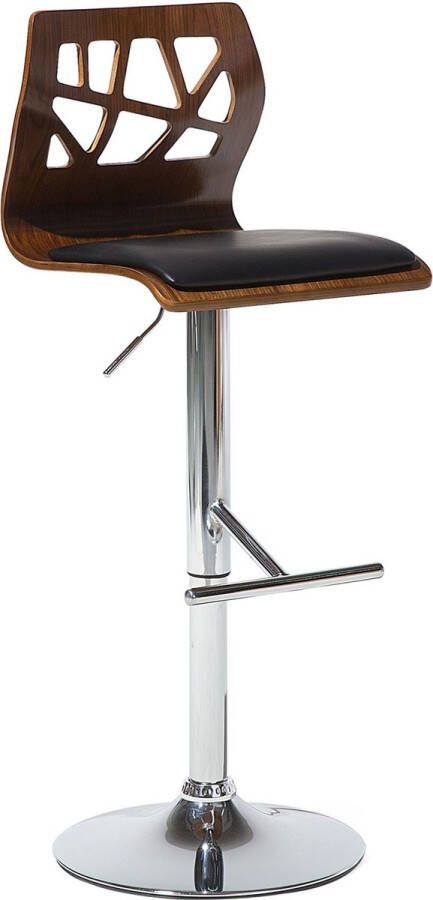 Beliani PETERSBURG Barkruk verstelbaar Donkere houtkleur Kunstleer