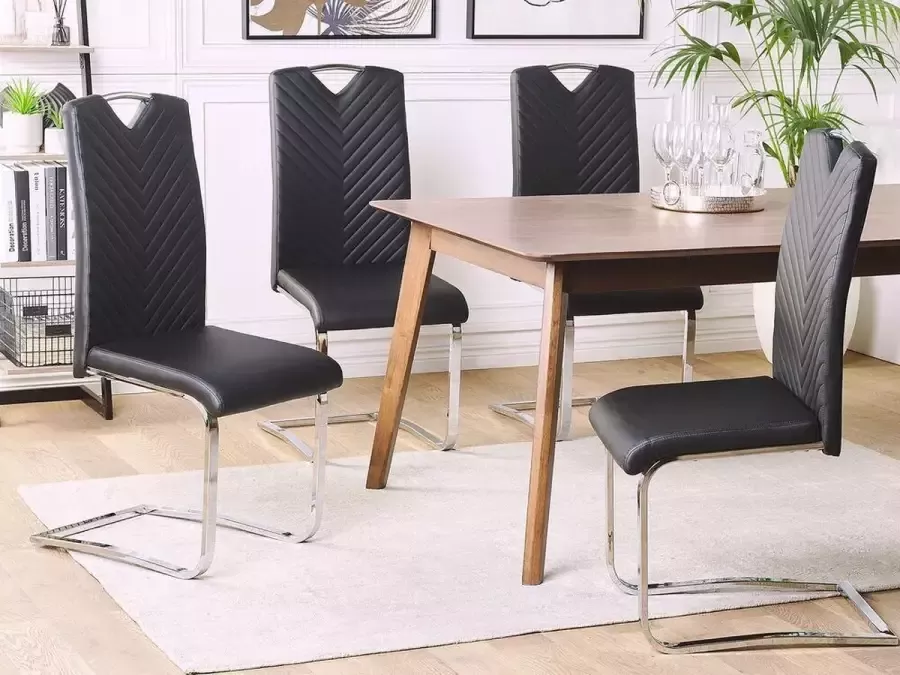 Beliani PICKNES Eetkamerstoel set van 2 Zwart Kunstleer - Foto 2