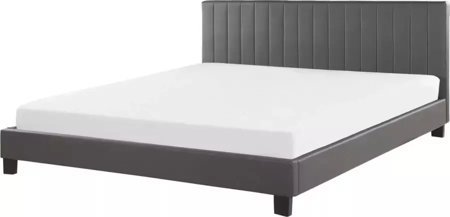 Beliani -POITIERS -Tweepersoonsbed-Grijs-180 x 200 cm-Kunstleer - Foto 2