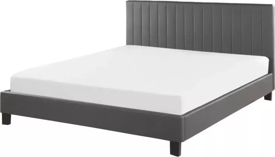 Beliani POITIERS Tweepersoonsbed Grijs 160 x 200 cm Kunstleer - Foto 2