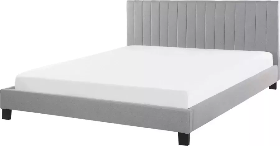Beliani -POITIERS -Tweepersoonsbed-Lichtgrijs-140 x 200 cm-Polyester - Foto 2