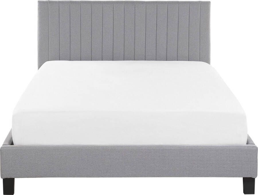 Beliani -POITIERS -Tweepersoonsbed-Lichtgrijs-140 x 200 cm-Polyester