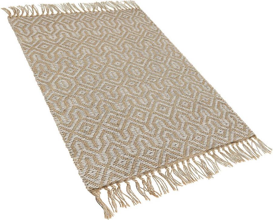 Beliani POZANTI Laagpolig vloerkleed Beige 50 x 80 cm Katoen