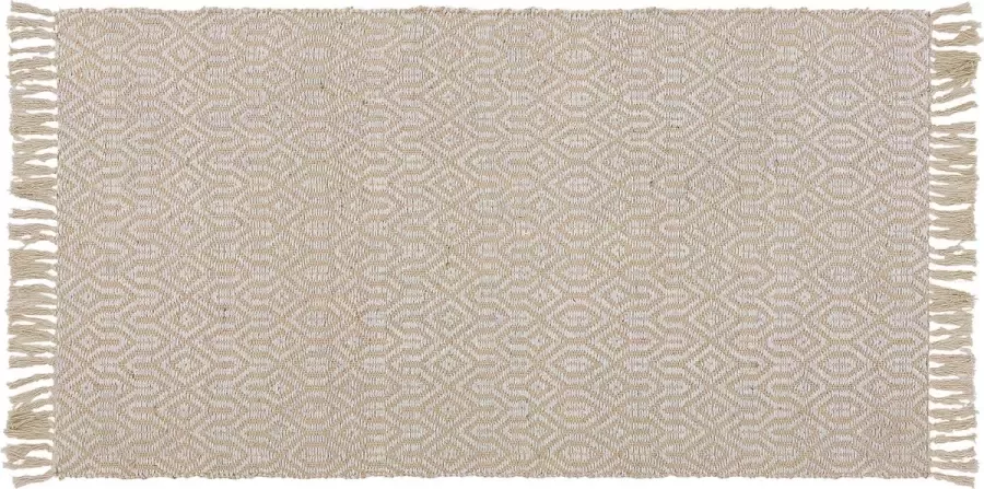 Beliani POZANTI Laagpolig vloerkleed Beige 80 x 150 cm Katoen - Foto 3