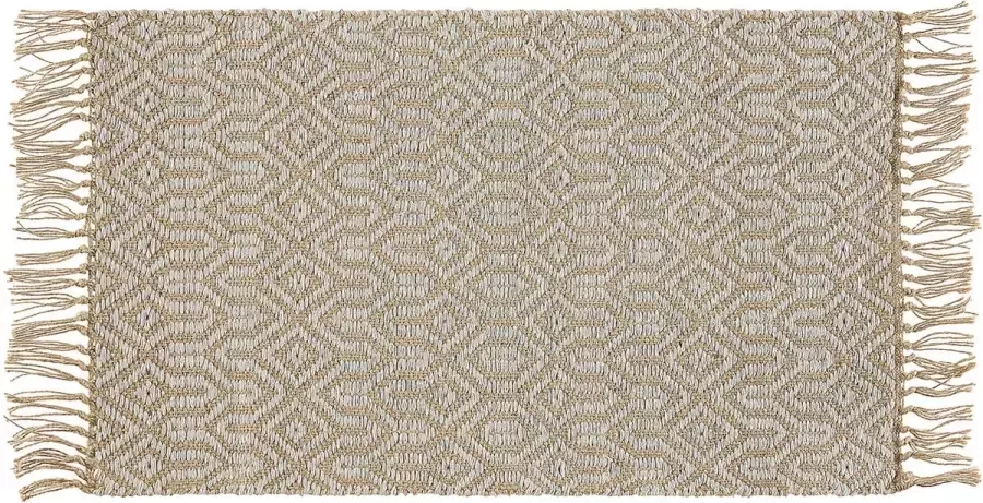 Beliani POZANTI Laagpolig vloerkleed Beige 50 x 80 cm Katoen - Foto 3