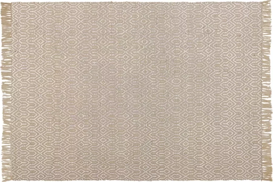 Beliani POZANTI Laagpolig vloerkleed Beige 140 x 200 cm Katoen - Foto 2