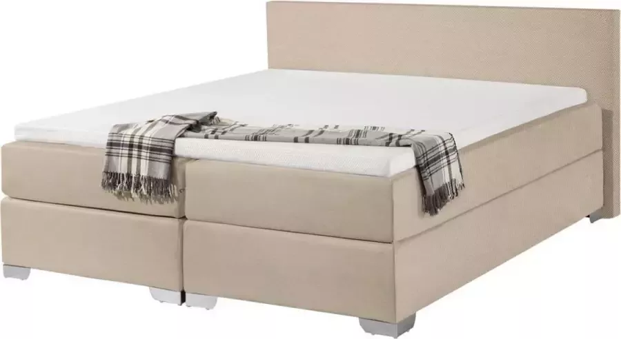 Beliani PRESIDENT Tweepersoons boxspringbed Beige 160 x 200 cm Polyester - Foto 3
