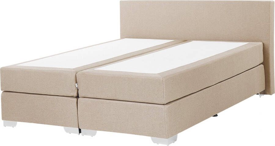 Beliani PRESIDENT Tweepersoons boxspringbed Beige 160 x 200 cm Polyester - Foto 2