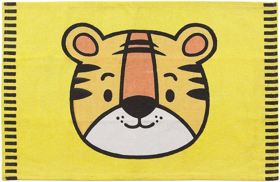 Beliani Vloerkleed tijger katoen geel 60 x 90 cm RANCHI