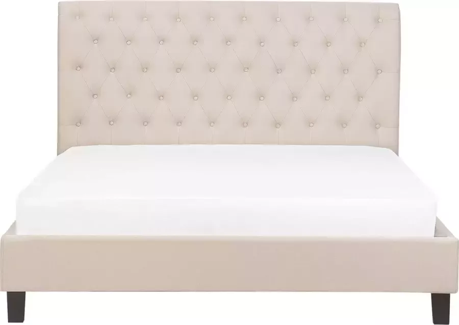 Beliani REIMS Tweepersoonsbed Beige 160 x 200 cm Polyester
