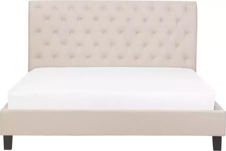 Beliani REIMS Tweepersoonsbed Beige 180 x 200 cm Polyester