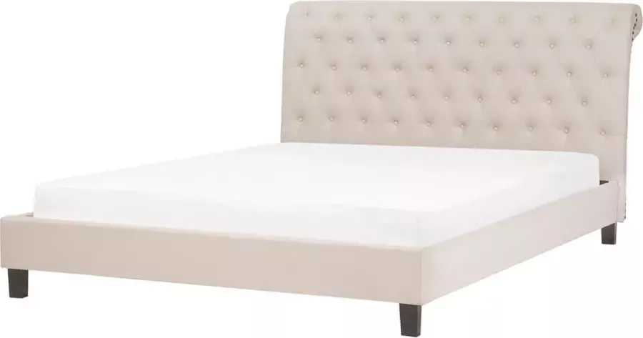 Beliani REIMS Tweepersoonsbed Beige 160 x 200 cm Polyester - Foto 2