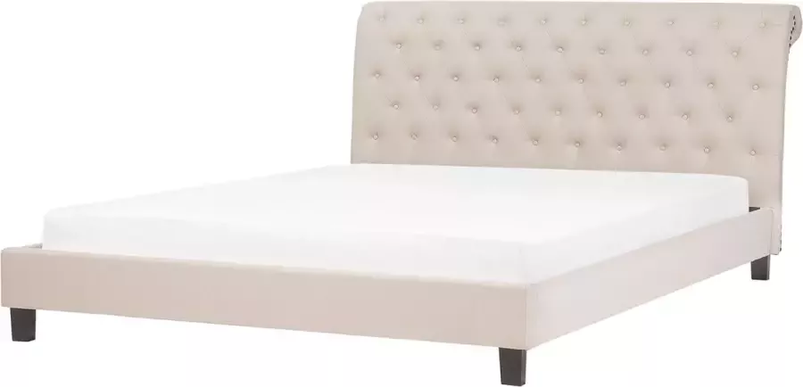 Beliani REIMS Tweepersoonsbed Beige 180 x 200 cm Polyester - Foto 2