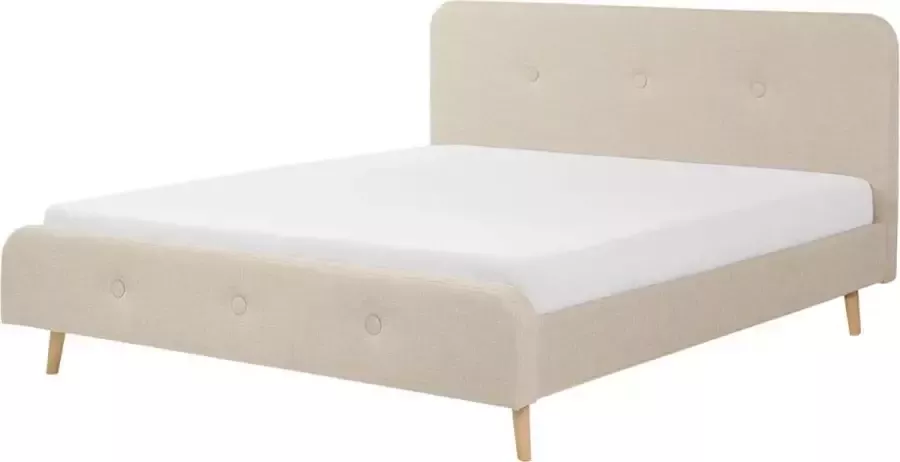 Beliani RENNES Slatted Bed Beige Polyester