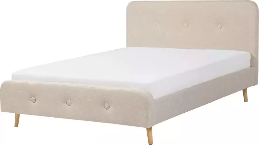 Beliani RENNES Tweepersoonsbed Beige 140 x 200 cm Polyester - Foto 2