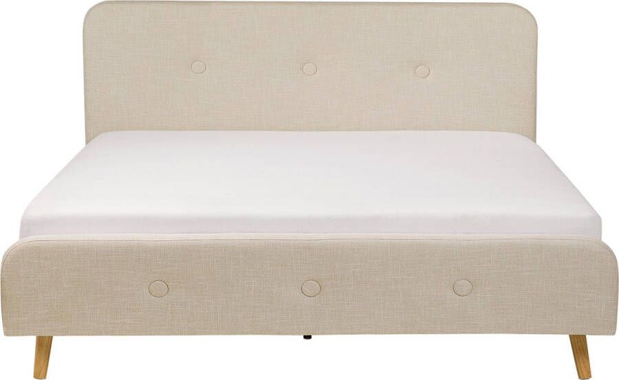 Beliani RENNES Tweepersoonsbed Beige 180 x 200 cm Polyester