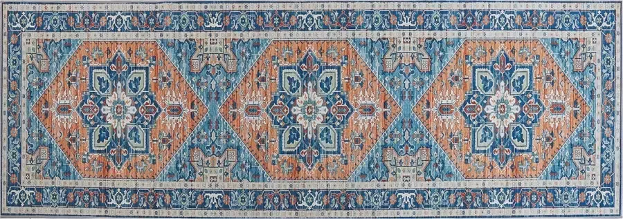 Beliani RITAPURAM Laagpolig vloerkleed Blauw 70 x 200 cm Polyester - Foto 2