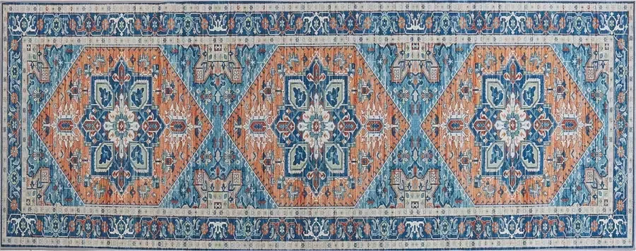 Beliani RITAPURAM Laagpolig vloerkleed Blauw 80 x 200 cm Polyester - Foto 2