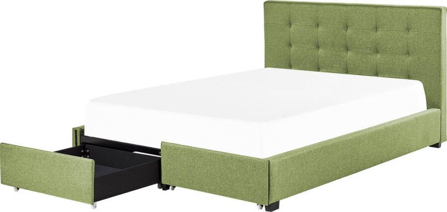 Beliani ROCHELLE Bed opbergruimte Groen 180 x 200 cm Polyester