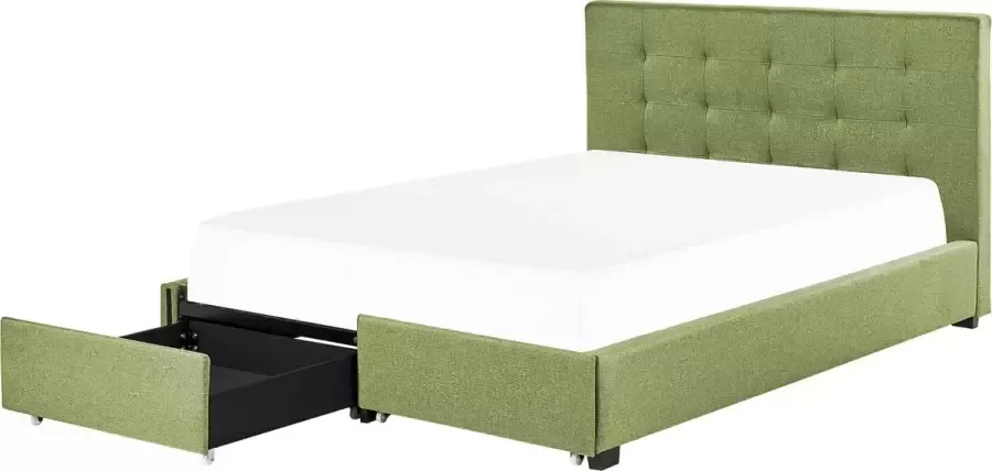 Beliani ROCHELLE Bed opbergruimte Groen 180 x 200 cm Polyester - Foto 1