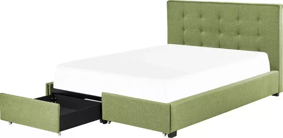 Beliani ROCHELLE Bed opbergruimte Groen 160 x 200 cm Polyester - Foto 1