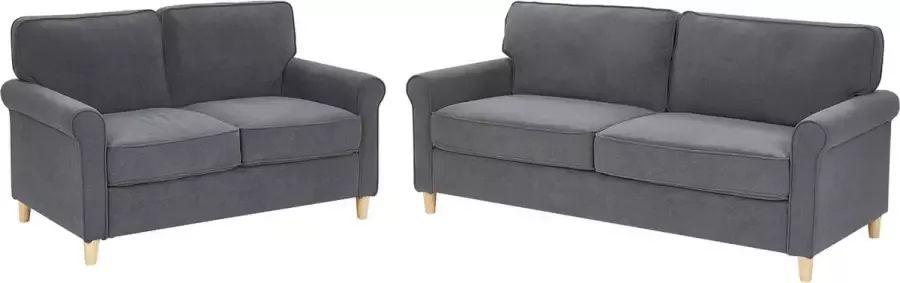 Beliani Bankenset RONNEBY Fluweel Donkergrijs 5-zitter - Foto 2