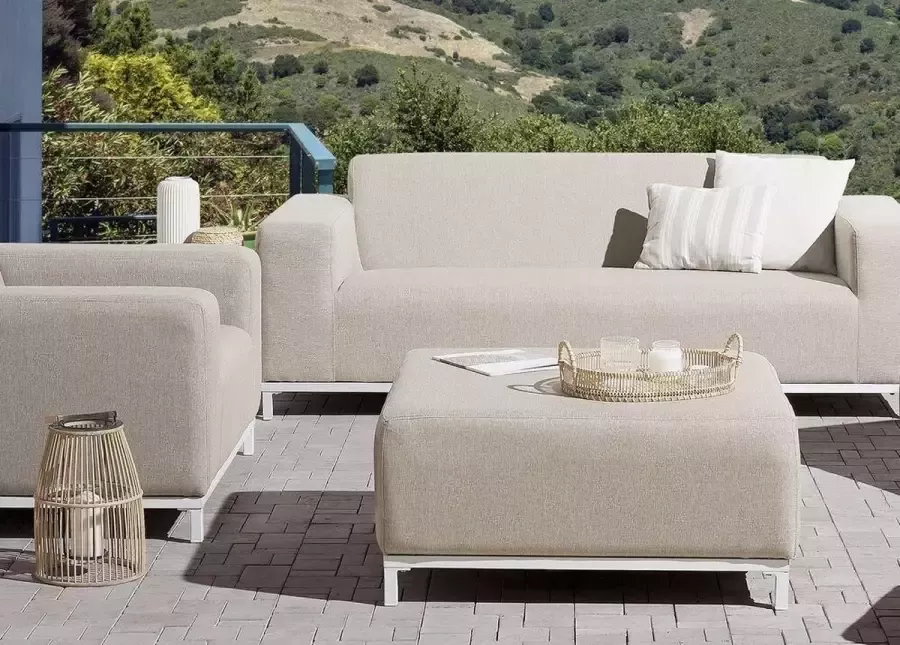 Beliani ROVIGO Ottomaan Beige Wit Polyester - Foto 2