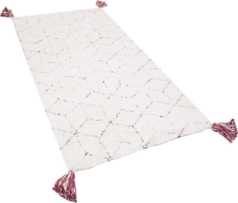 Beliani SAKARYA Shaggy vloerkleed Wit 80 x 150 cm Katoen