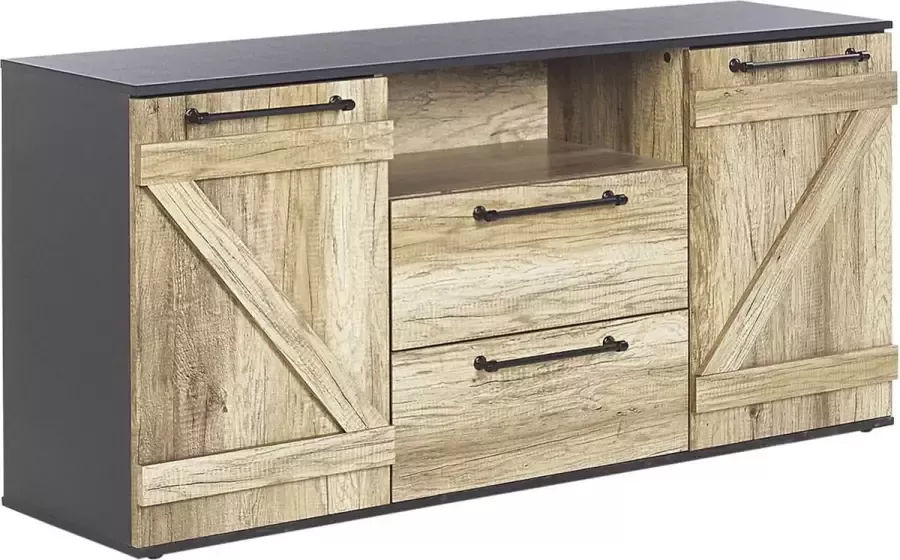 Beliani SALTER Sideboard-Lichte houtkleur-Vezelplaat