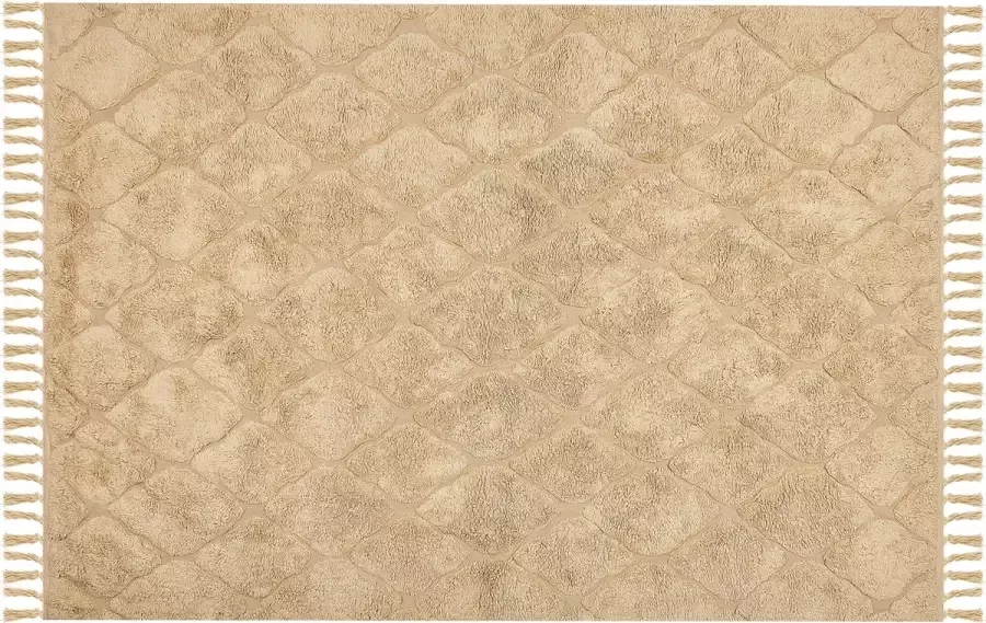 Beliani SANLIURFA Laagpolig vloerkleed Beige 140 x 200 cm Katoen - Foto 2