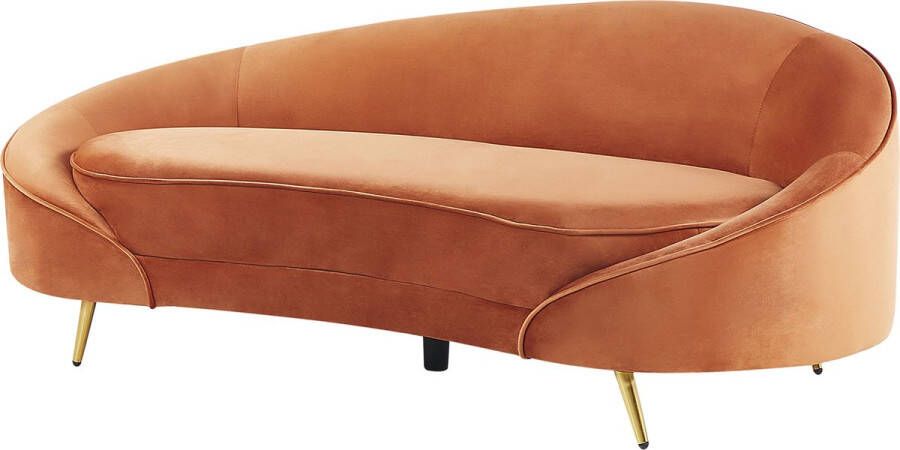 Beliani SAVAR Three Seater Sofa Oranje Fluweel - Foto 1