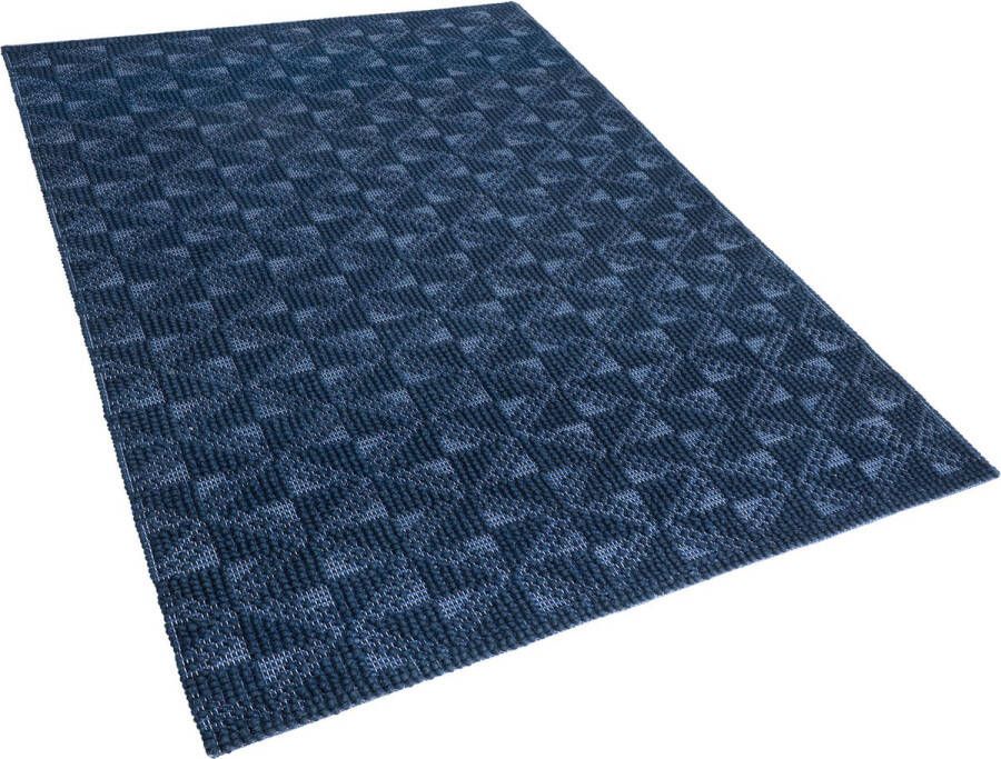 Beliani SAVRAN Laagpolig vloerkleed Blauw 160 x 230 cm Wol