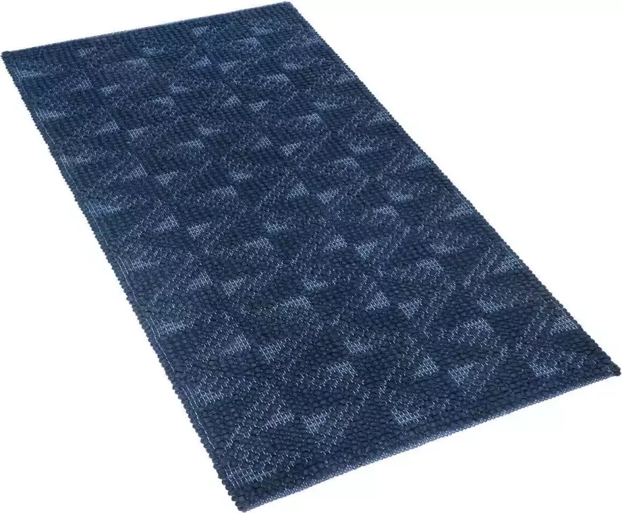 Beliani SAVRAN Laagpolig vloerkleed Blauw 80 x 150 cm Wol