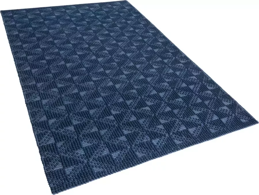 Beliani SAVRAN Laagpolig vloerkleed Blauw 140 x 200 cm Wol