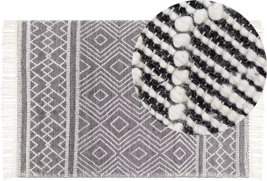 Beliani SAVUCA Modern vloerkleed Zwart 160 x 230 cm Wol