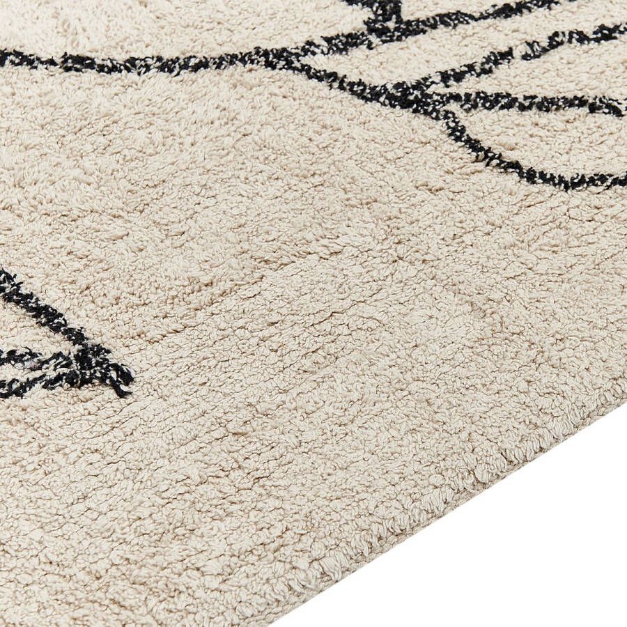 Beliani SAZLI Laagpolig vloerkleed Beige 160 x 230 cm Katoen - Foto 1