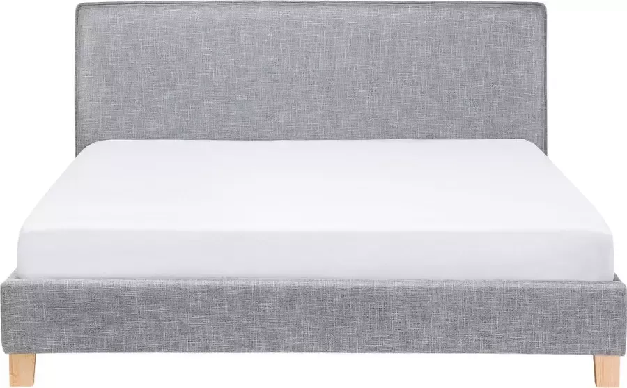 Beliani SENNEZ Tweepersoonsbed Grijs 180 x 200 cm Polyester