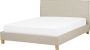 Beliani SENNEZ Tweepersoonsbed Beige 160 x 200 cm Polyester - Thumbnail 1