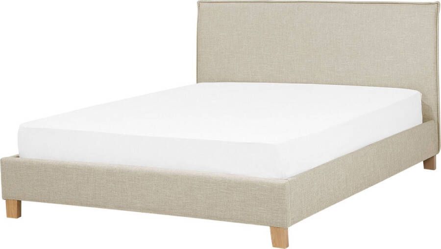 Beliani SENNEZ Tweepersoonsbed Beige 160 x 200 cm Polyester