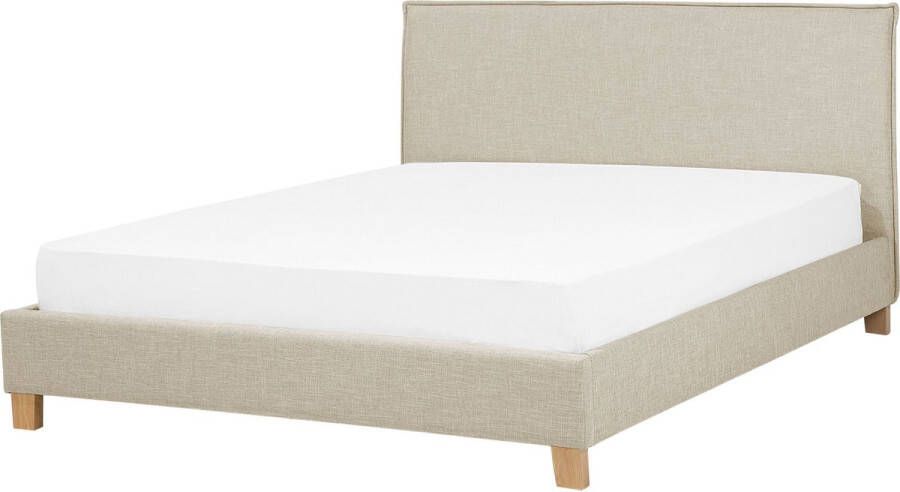 Beliani SENNEZ Tweepersoonsbed Beige 180 x 200 cm Polyester