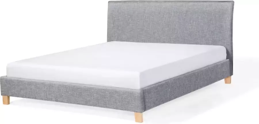 Beliani SENNEZ Tweepersoonsbed Grijs 160 x 200 cm Polyester