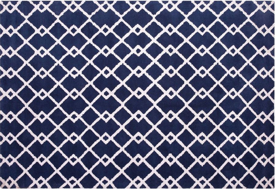 Beliani SERRES Laagpolig vloerkleed Blauw 140 x 200 cm Polyester