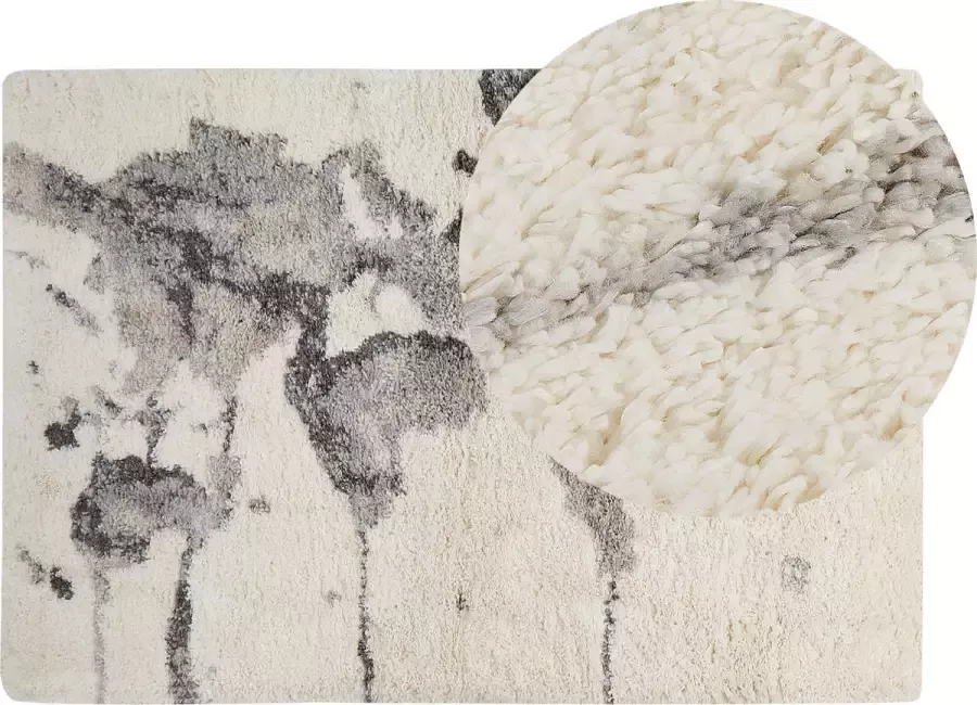 Beliani SEVAN Shaggy tapijt Lichtbeige Grijs 160x230 cm Polypropyleen